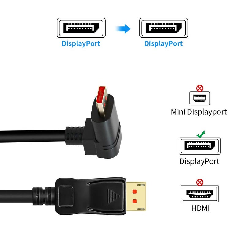 ALYYDBG 8K@60Hz 90 Degree Right Angle DP 1.4 Cable, Male to Male Right Angled Displayport 1.4 Cable Cord 8K@60Hz, 4K@144Hz, 2K@165Hz, 1.8M/6FT - Image 3